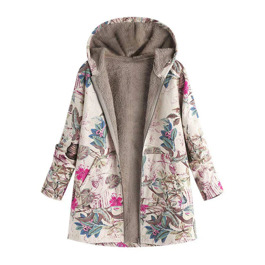 Giacca Lunga Donna Primaverile con Cappuccio e Tasche Regular Fit - Vesarelli