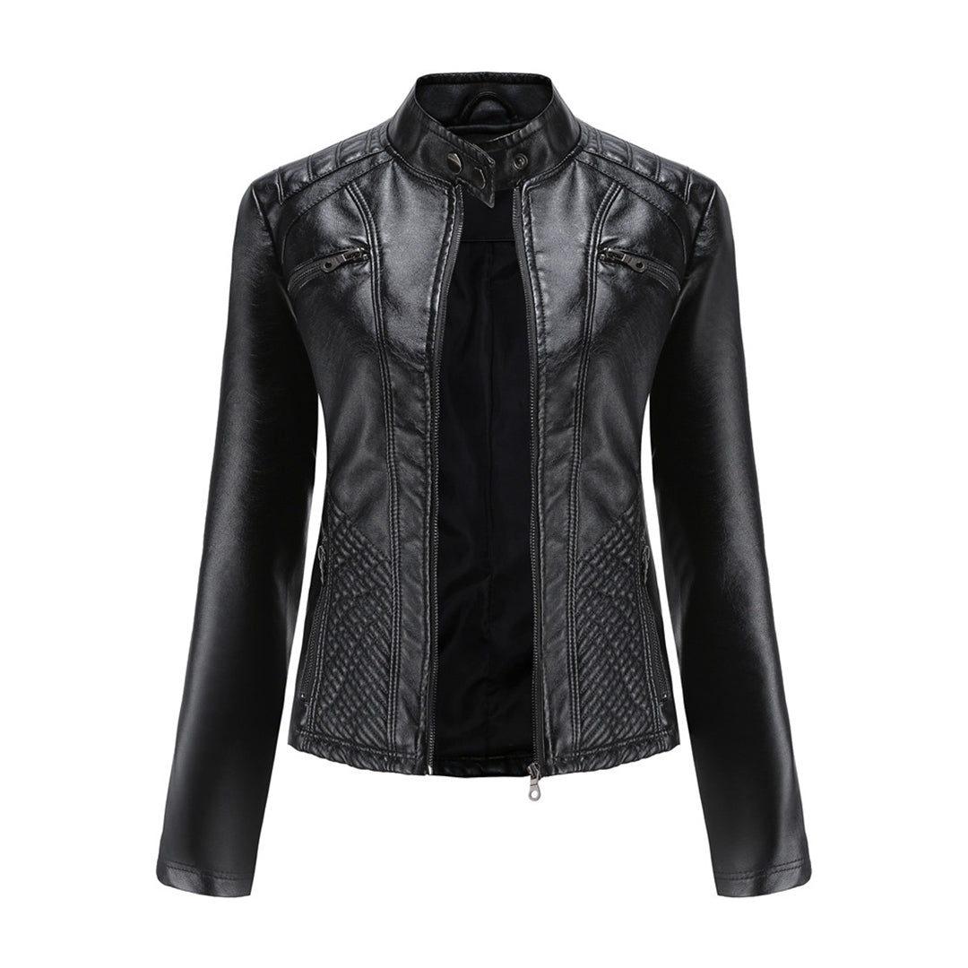 Giada | Donna Giacca Moto Ecopelle Colletto a Fascia Zip 3