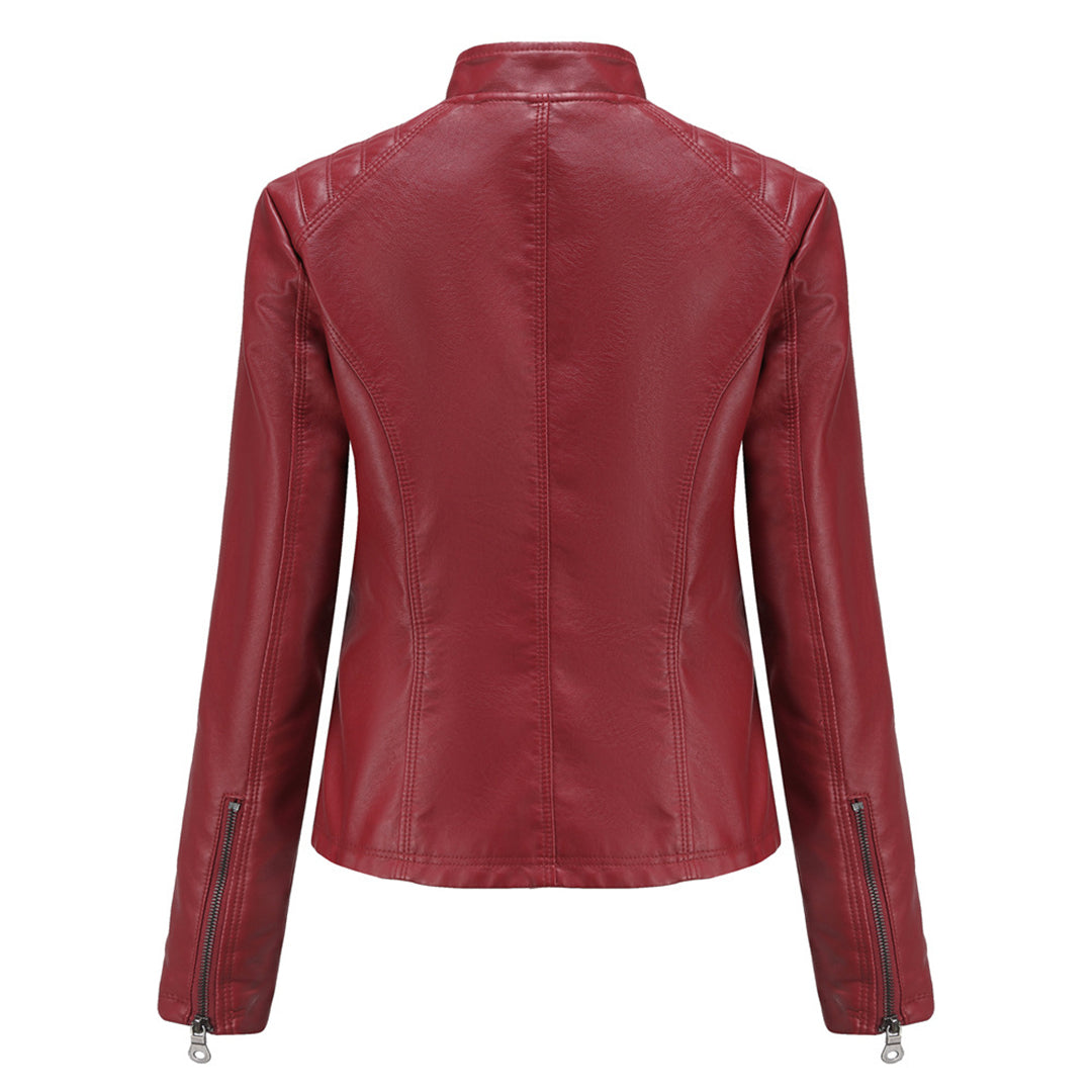 Giada | Donna Giacca Moto Ecopelle Colletto a Fascia Zip 4