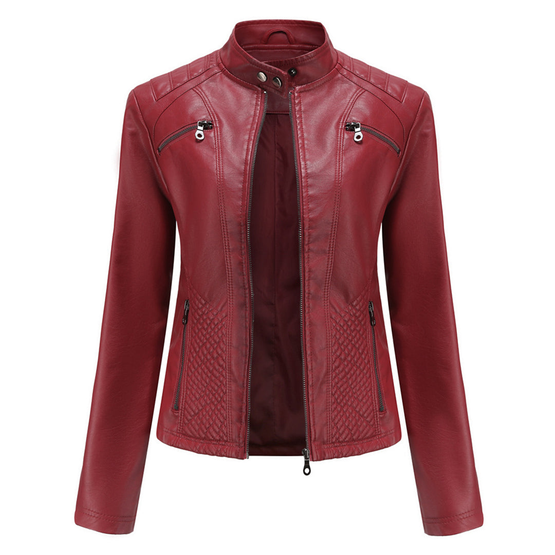 Giada | Donna Giacca Moto Ecopelle Colletto a Fascia Zip 6