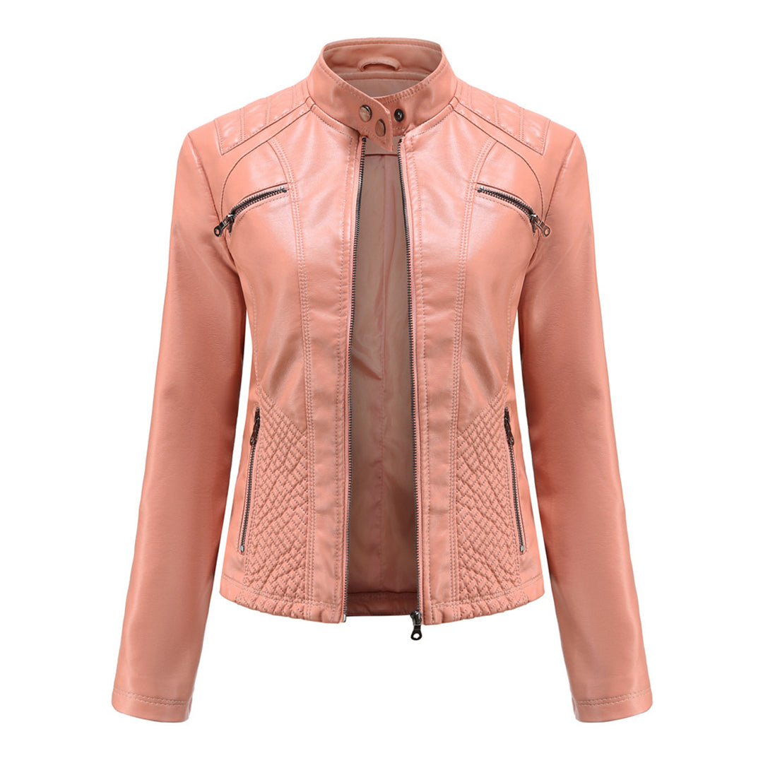 Giada | Donna Giacca Moto Ecopelle Colletto a Fascia Zip 8