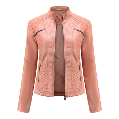 Giada | Donna Giacca Moto Ecopelle Colletto a Fascia Zip 8