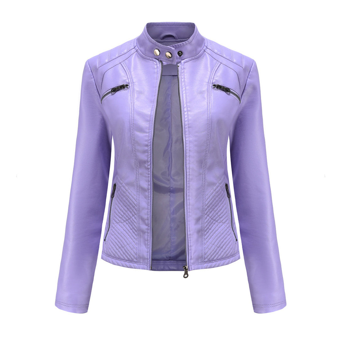 Giada | Donna Giacca Moto Ecopelle Colletto a Fascia Zip 9