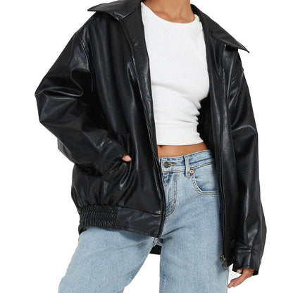 Giovanna | Donna Giacca Bomber Ecopelle Oversize Colletto a Revers 2