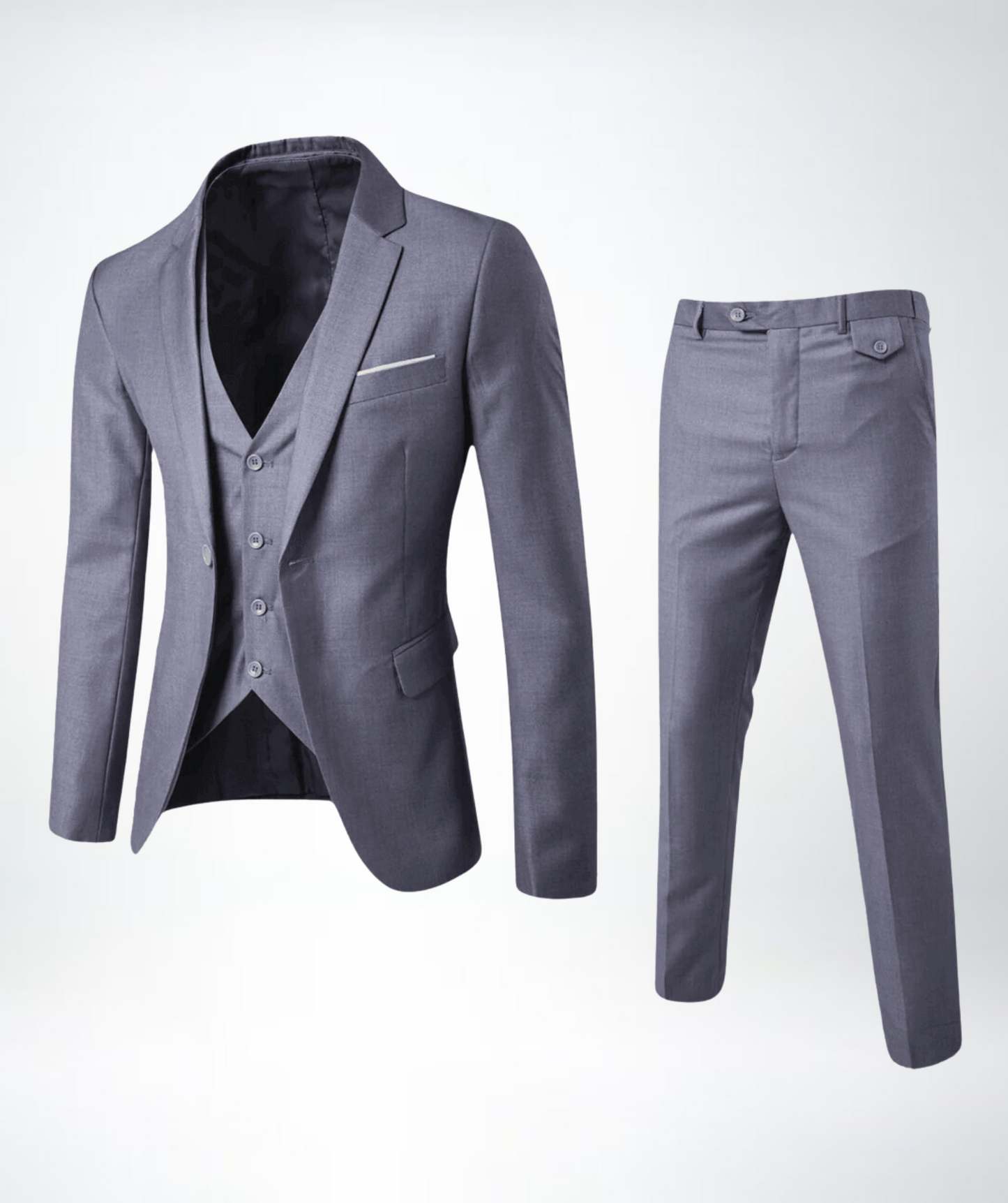 Completo Uomo Tre Pezzi Giacca Sfiancata Gilet Pantaloni