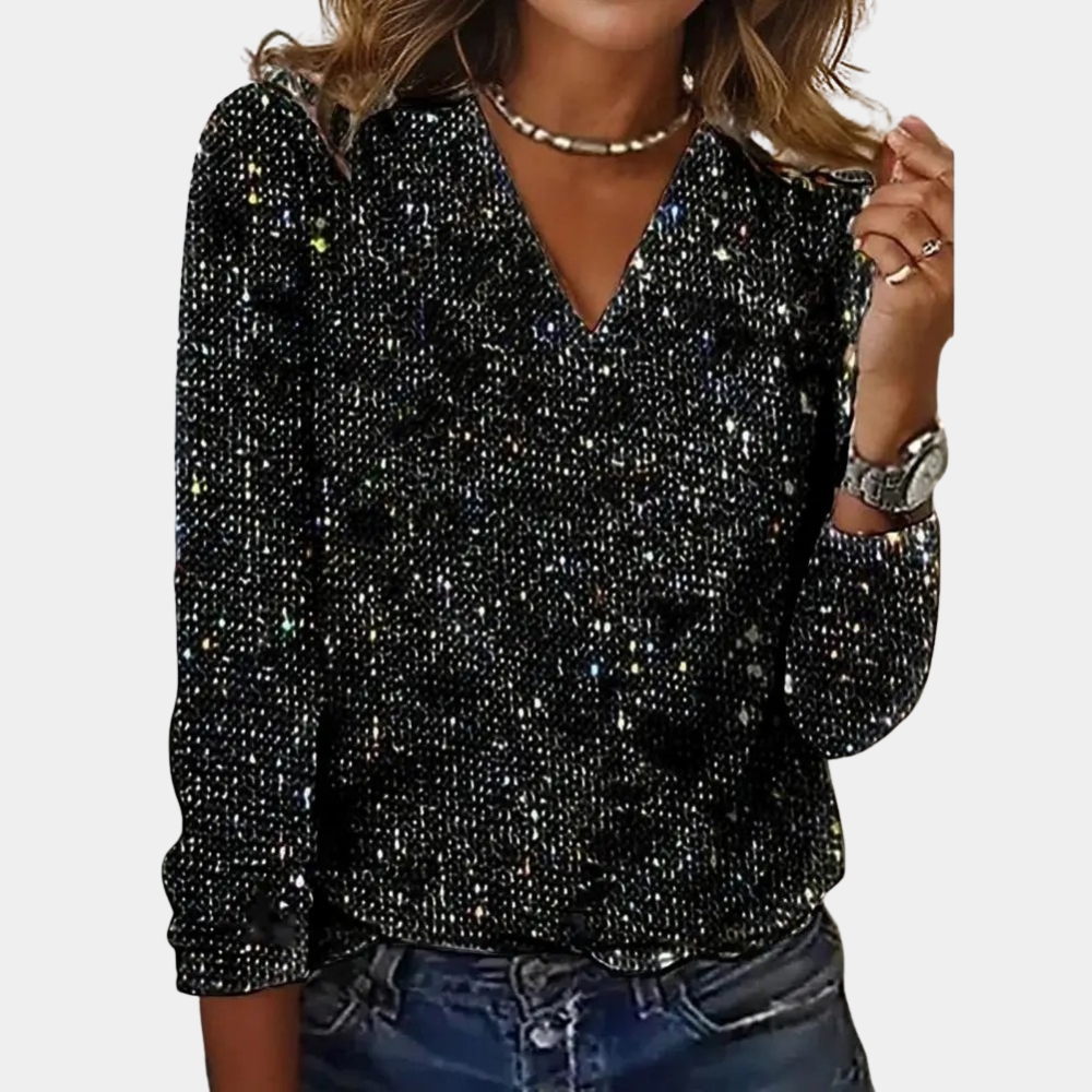 Blusa Donna Scollo a V Manica Lunga