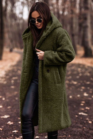 Cappotto Lungo Uomo in Tessuto Morbido con Cappuccio