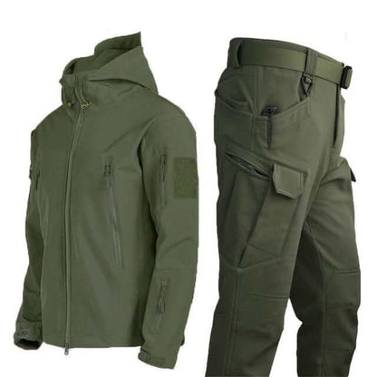 Completo Uomo Softshell Giacca e Pantaloni Cargo Outdoor Autunno