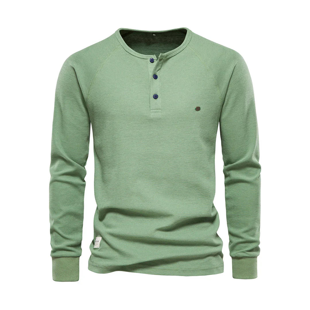 Camicia Uomo Manica Lunga Collo Tondo con Bottoni Comoda