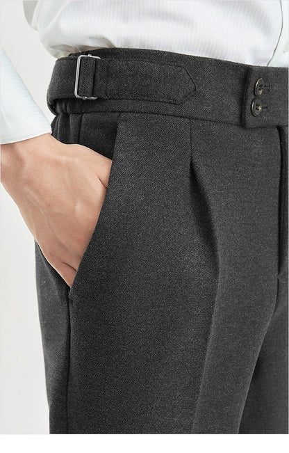 Pantaloni Uomo in Tweed Look Vintage Vestibilità Comoda