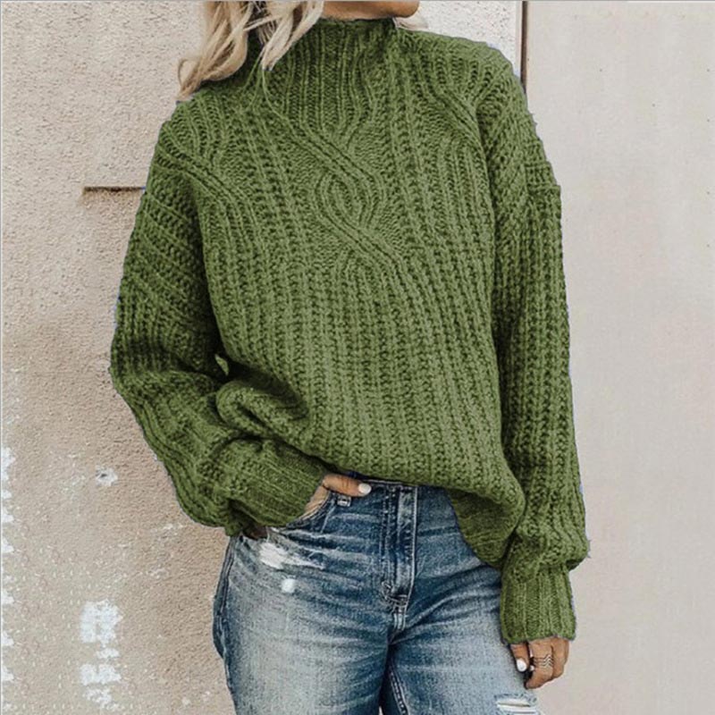 Maglione Donna in Maglia Calda con Treccia Autunnale Invernale