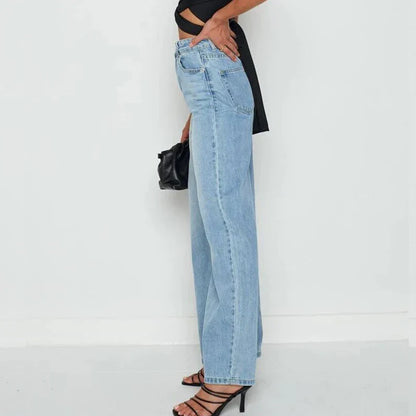 Jeans Donna Gamba Larga Vita Media