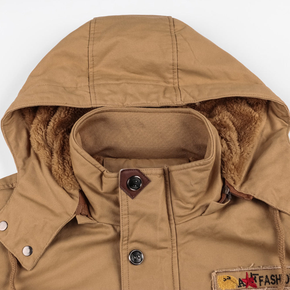 Giacca Uomo in Misto Cotone Imbottita Cappuccio Calda