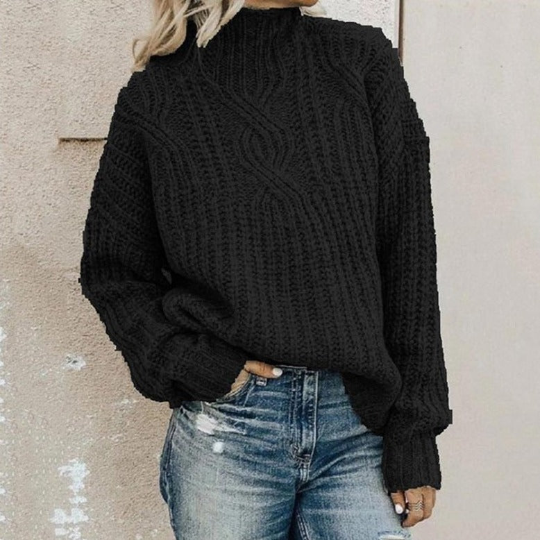 Maglione Donna in Maglia Calda con Treccia Autunnale Invernale - Brentozzi