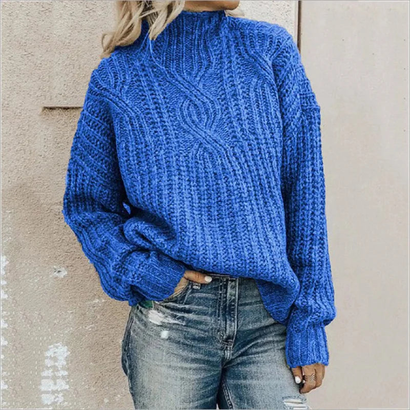 Maglione Donna in Maglia Calda con Treccia Autunnale Invernale