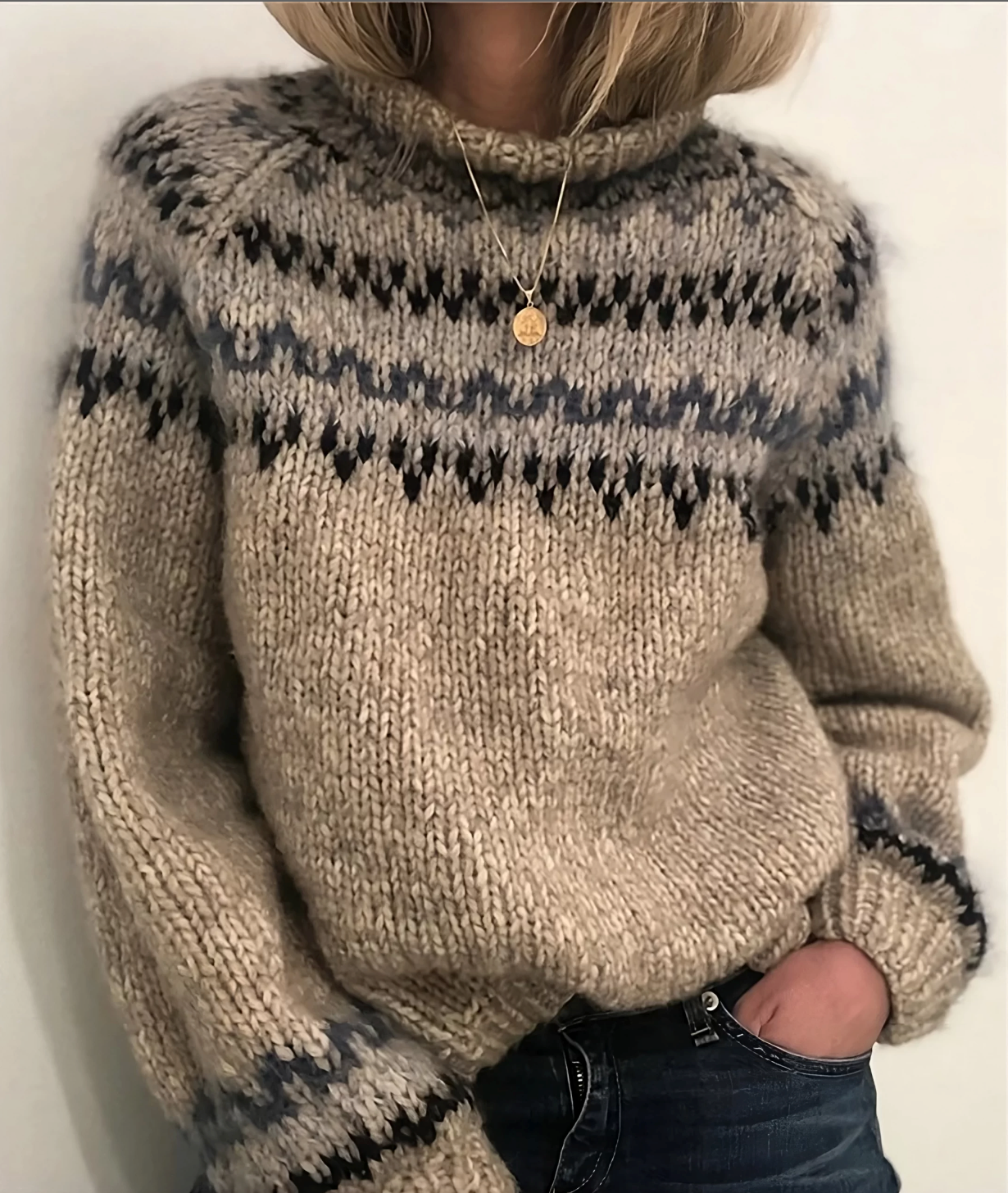 Maglione Donna Norvegese in Lana Collo Alto