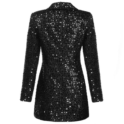 Abito Blazer Donna con Paillettes Tessuto Strutturato