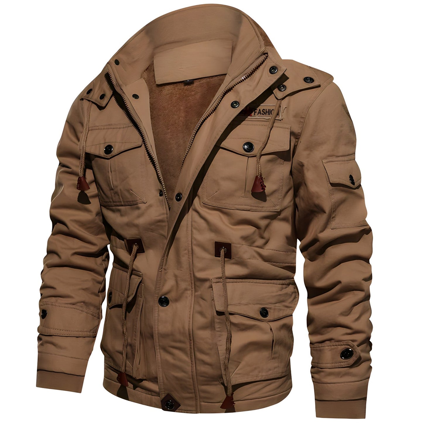 Giacca Uomo con Tasche Multiple e Fodera Calda