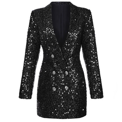 Abito Blazer Donna con Paillettes Tessuto Strutturato