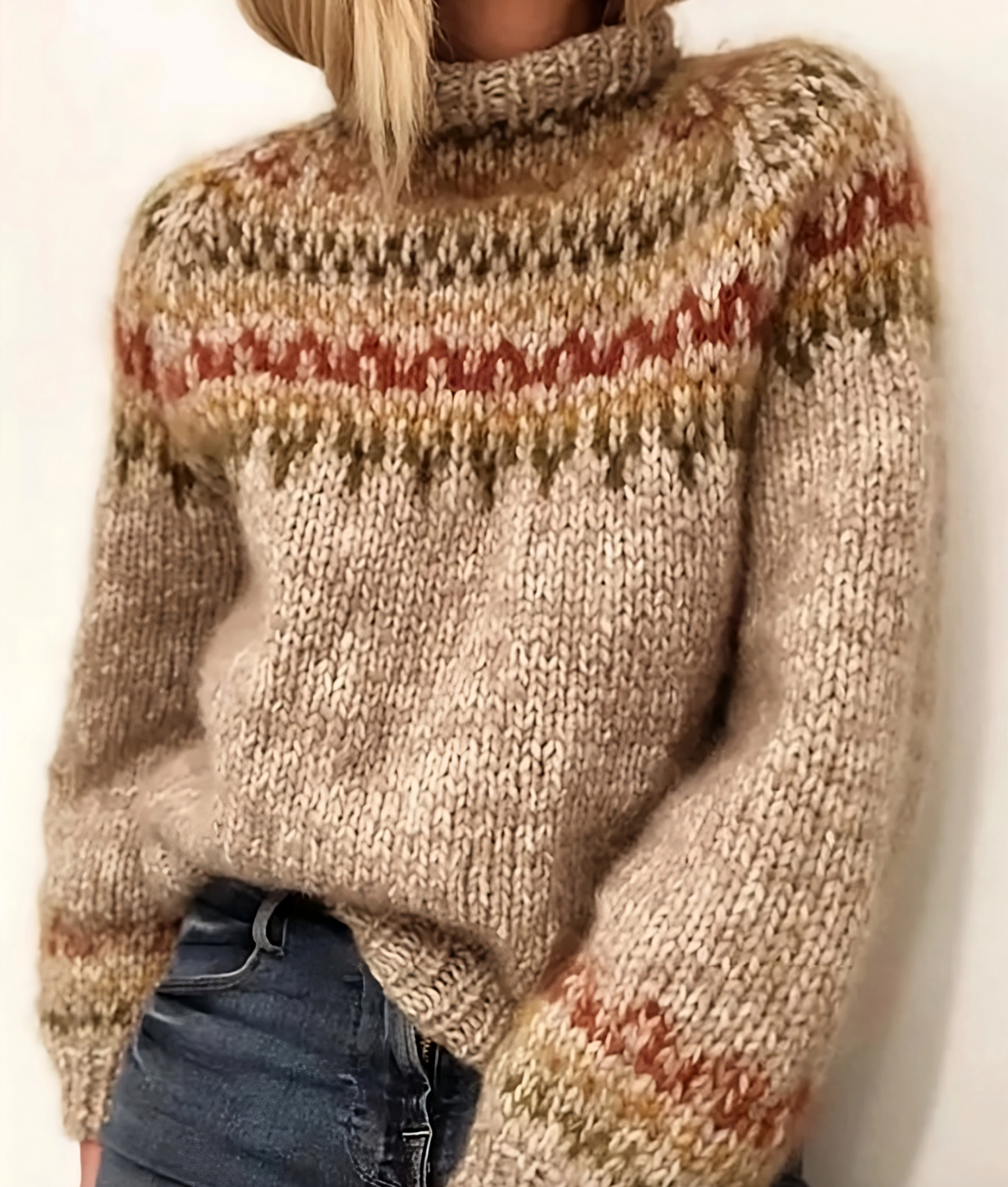 Maglione Donna Norvegese in Lana Collo Alto - Brentozzi