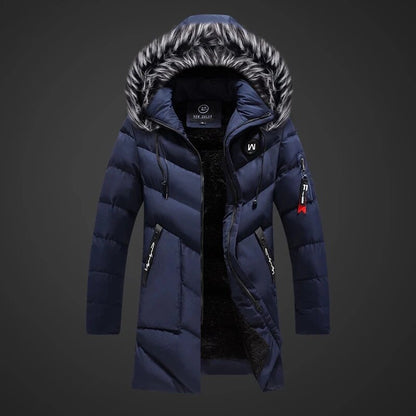Parka Uomo con Cappuccio e Finitura in Pelliccia Caldo Funzionale