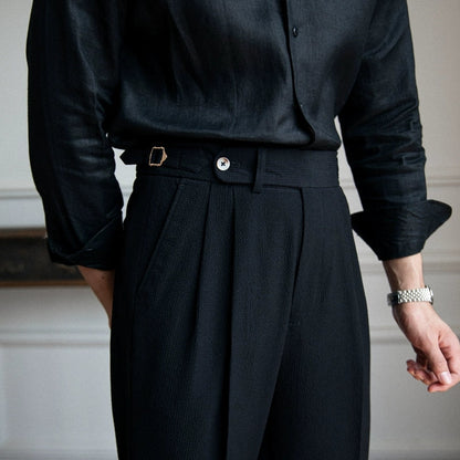 Pantaloni Uomo Vintage Vita Alta Classici Vestibilità Regolare