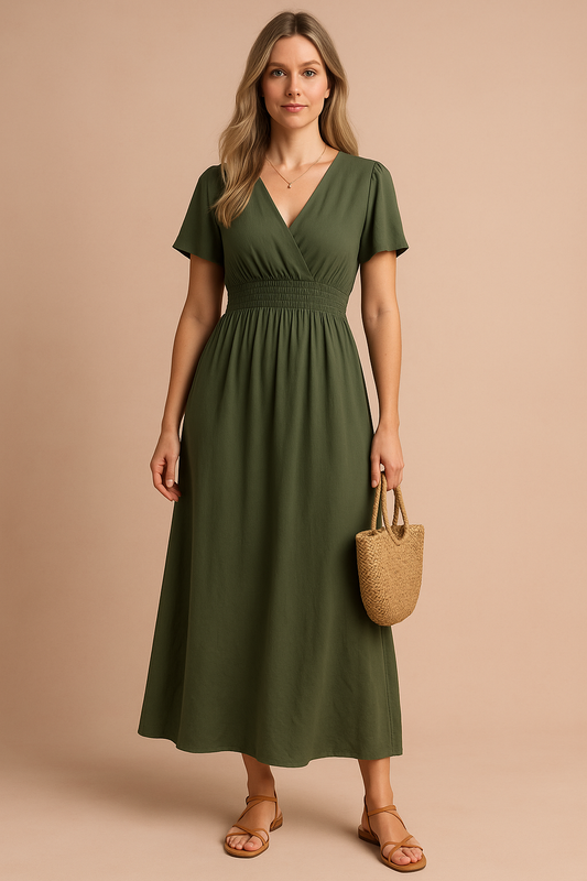 Abito Lungo Donna Stile Boho Scollo a V - Vesarelli