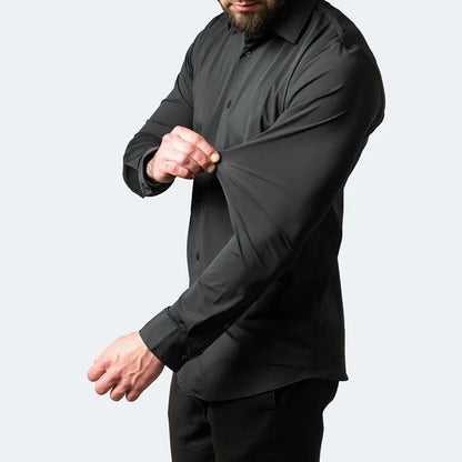 Camicia Uomo Manica Lunga Collo Coreano Senza Stiro