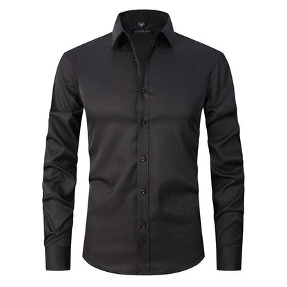 Camicia Uomo Manica Lunga Collo Coreano Senza Stiro