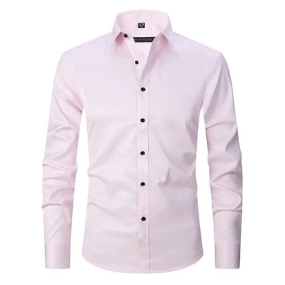 Camicia Uomo Manica Lunga Collo Coreano Senza Stiro