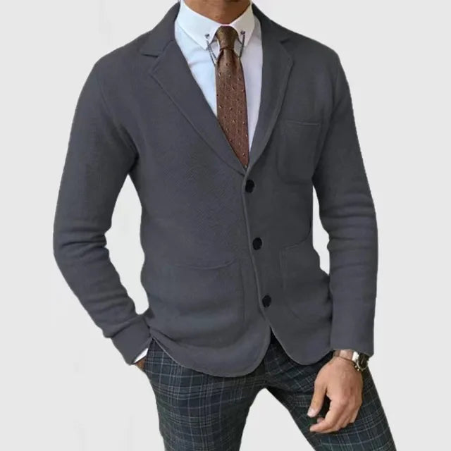 Blazer Uomo Maglia Slim Fit Bottoni e Colletto Rever