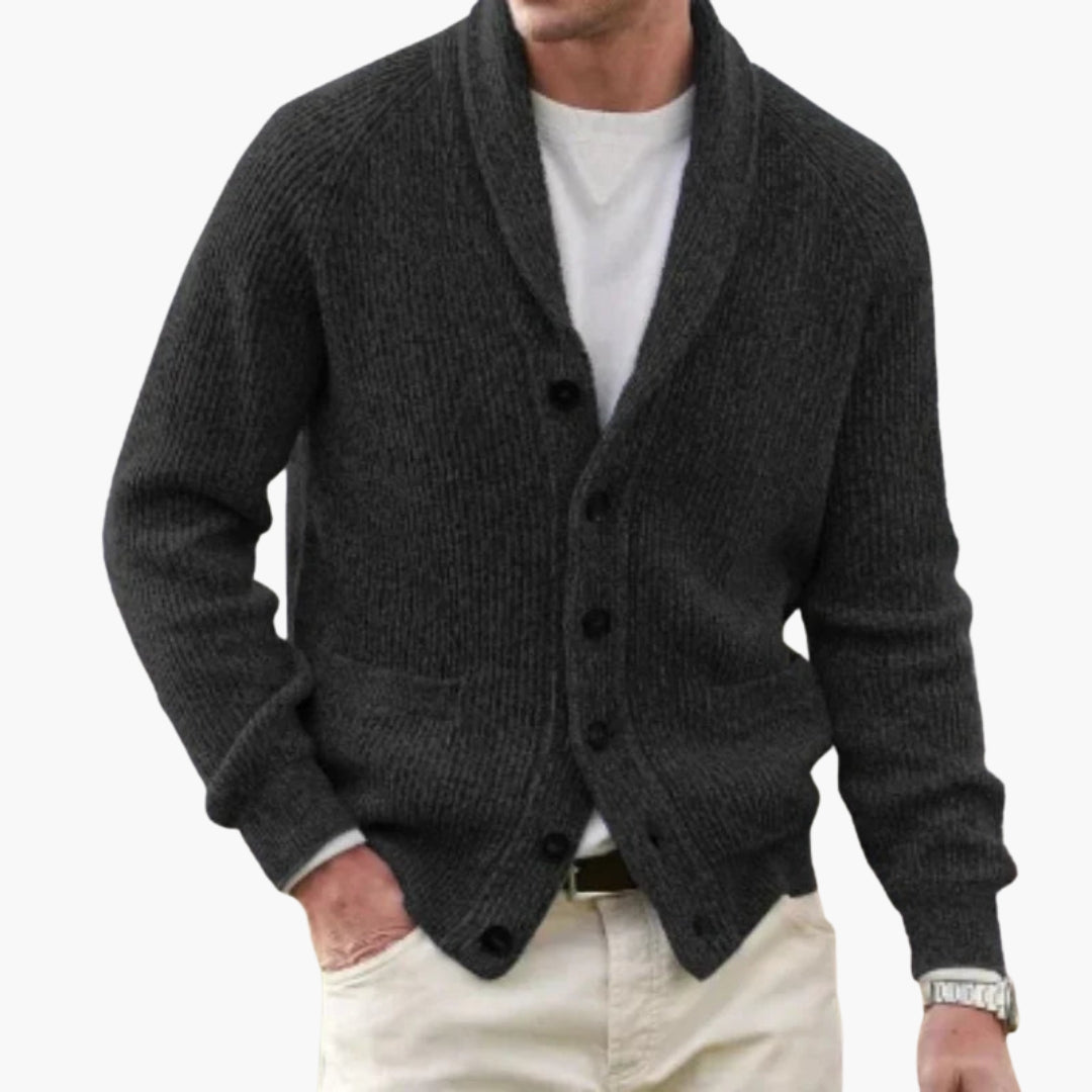 Cardigan Uomo in Maglia con Collo Sciarpa - Brentozzi