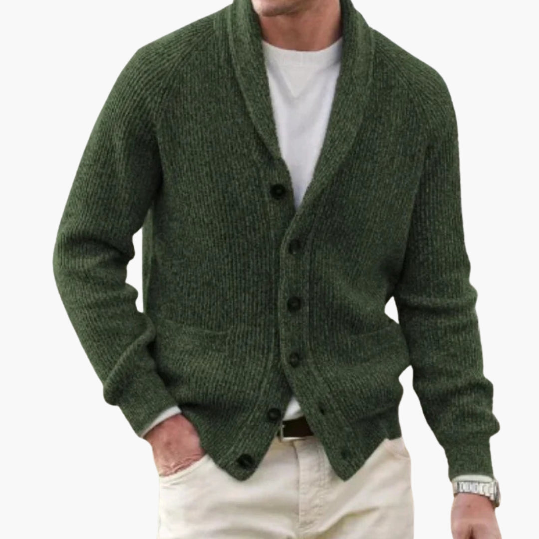 Cardigan Uomo in Maglia con Collo Sciarpa