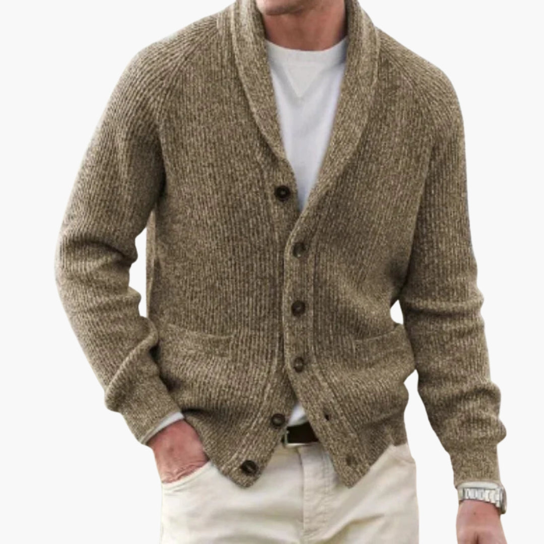 Cardigan Uomo in Maglia con Collo Sciarpa