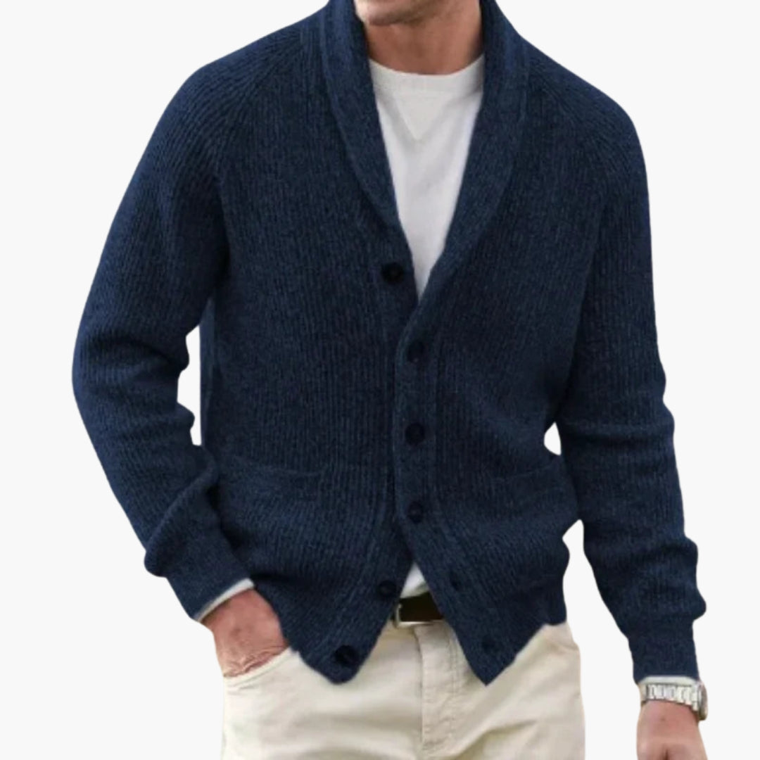 Cardigan Uomo in Maglia con Collo Sciarpa