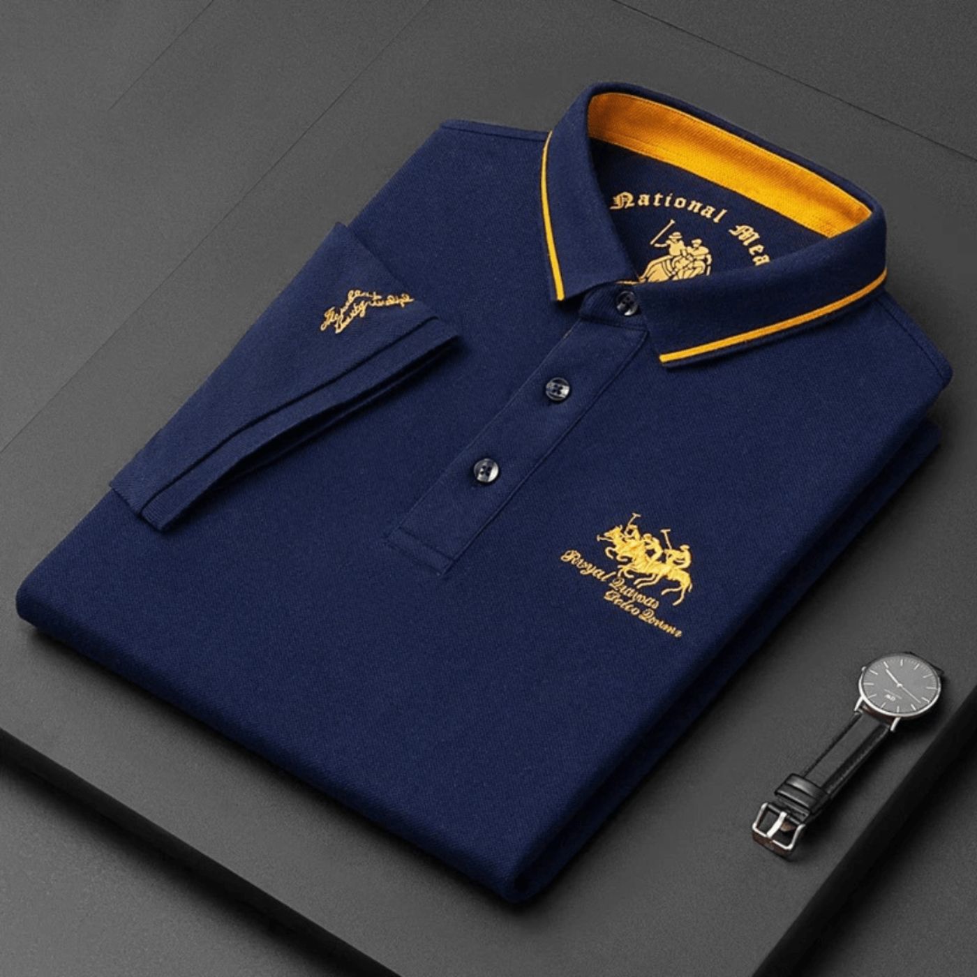 Polo Uomo Stile Elegante Colletto Contrasto Ricamata - Brentozzi