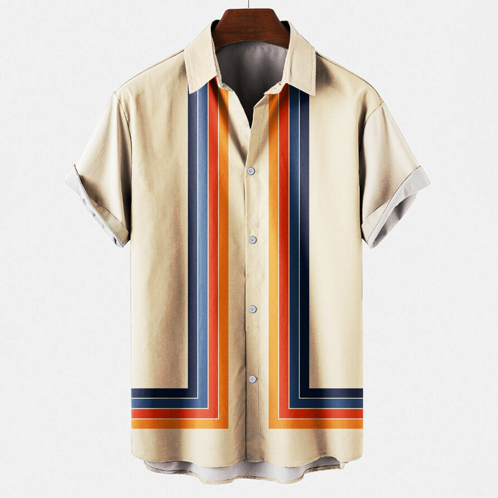 Camicia Uomo Manica Corta Tessuto Leggero Stile Retrò - Brentozzi