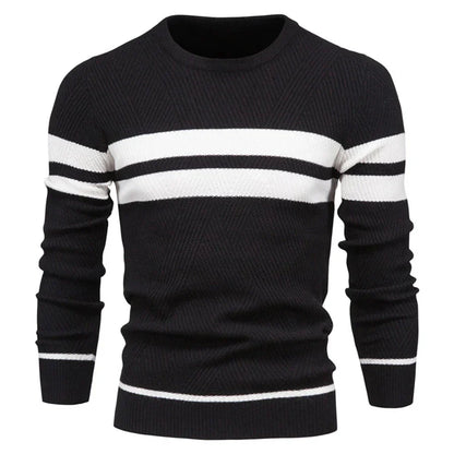Herrenpullover – Strickpullover mit Rundhalsausschnitt-Schwarz-S-Chaps Herrenmode