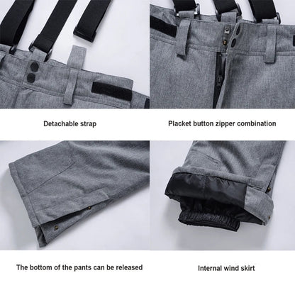 Pantaloni Sci Unisex con Bretelle Invernali Impermeabili