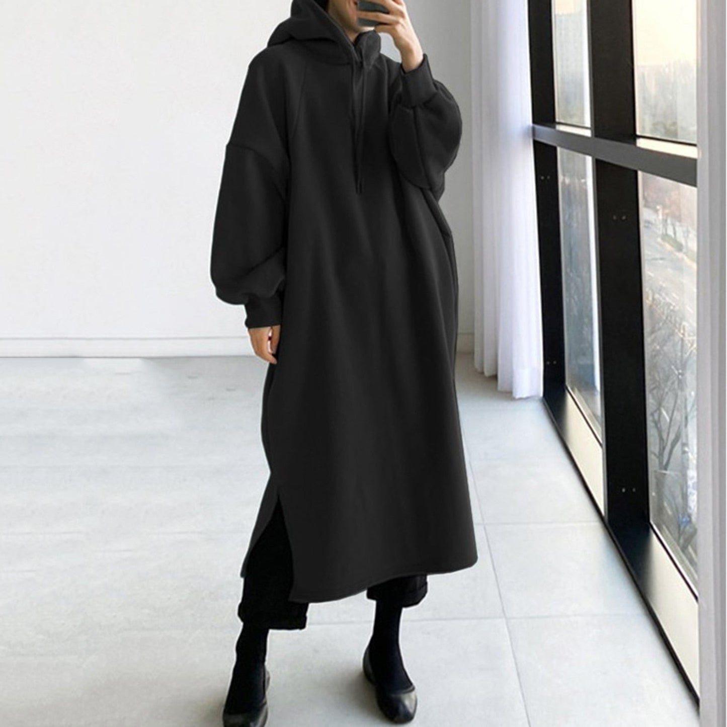 Maglione Donna con Cappuccio e Manica Lunga Caldo Stile