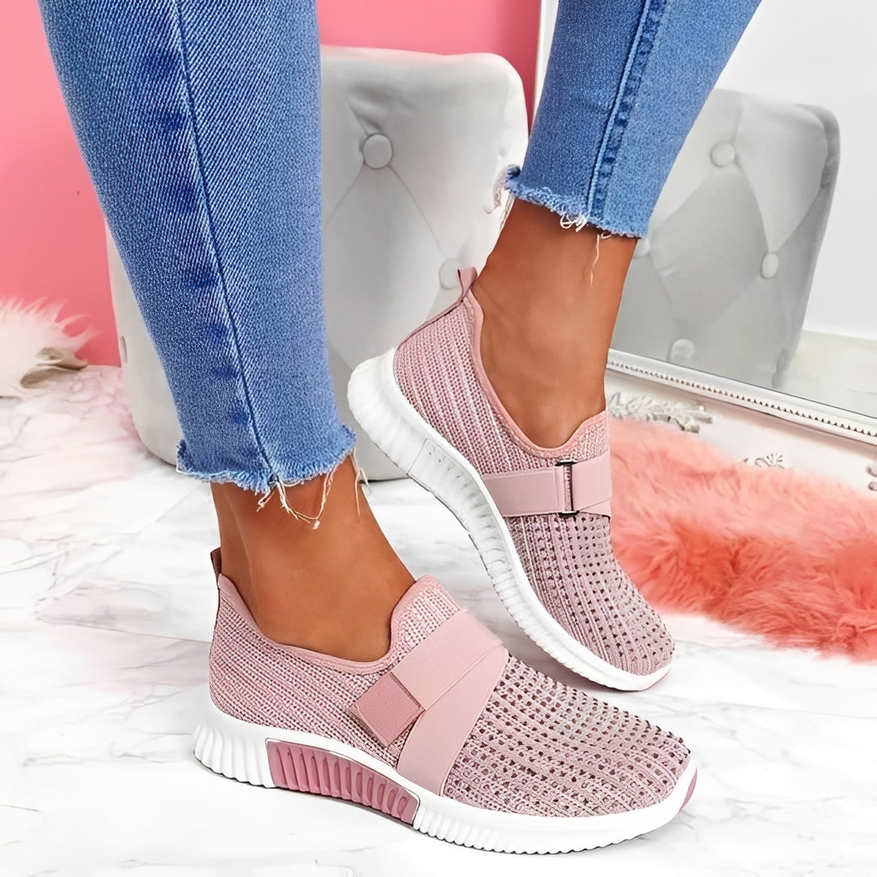 Scarpe Basse Donna con Chiusura a Strappo Comode