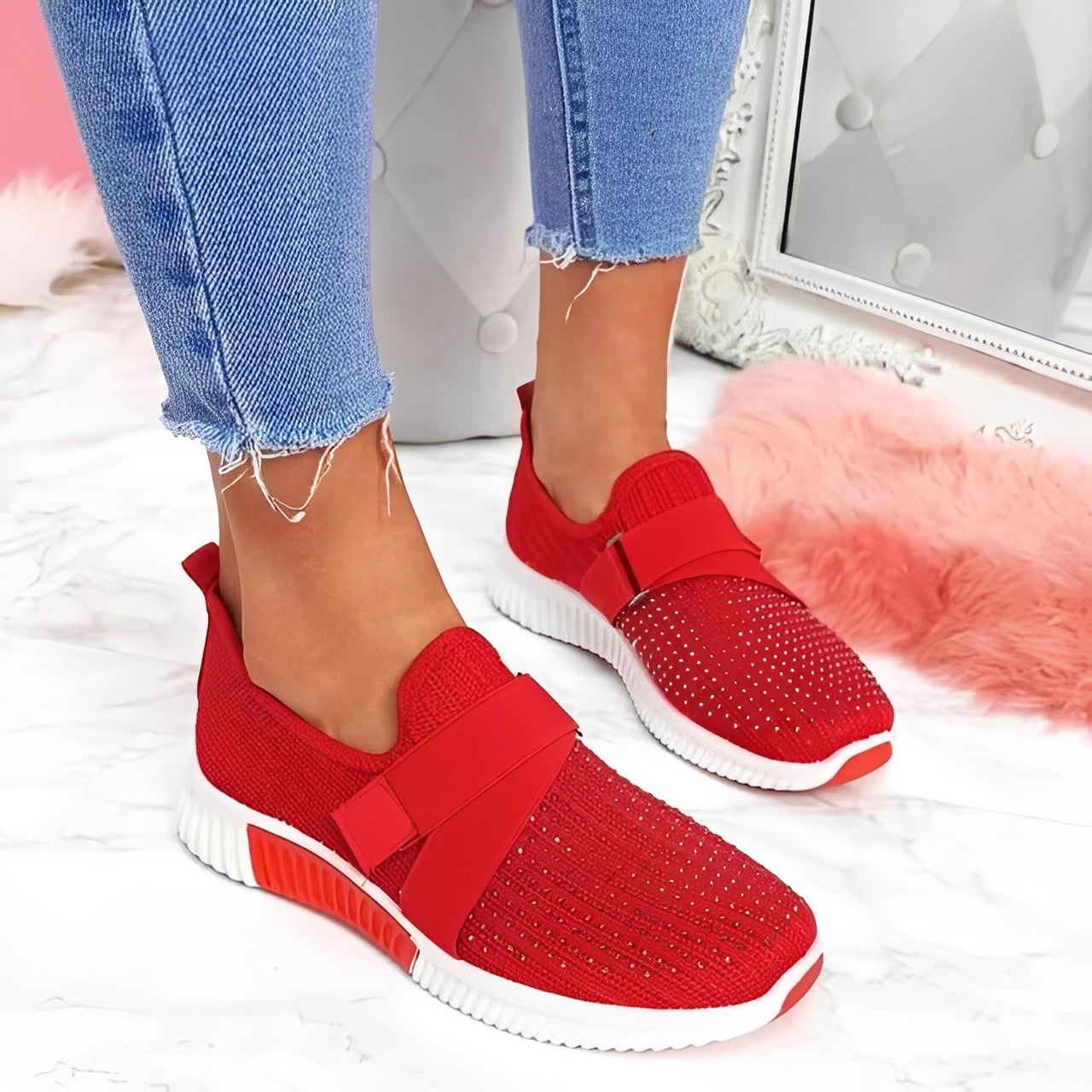 Scarpe Basse Donna con Chiusura a Strappo Comode