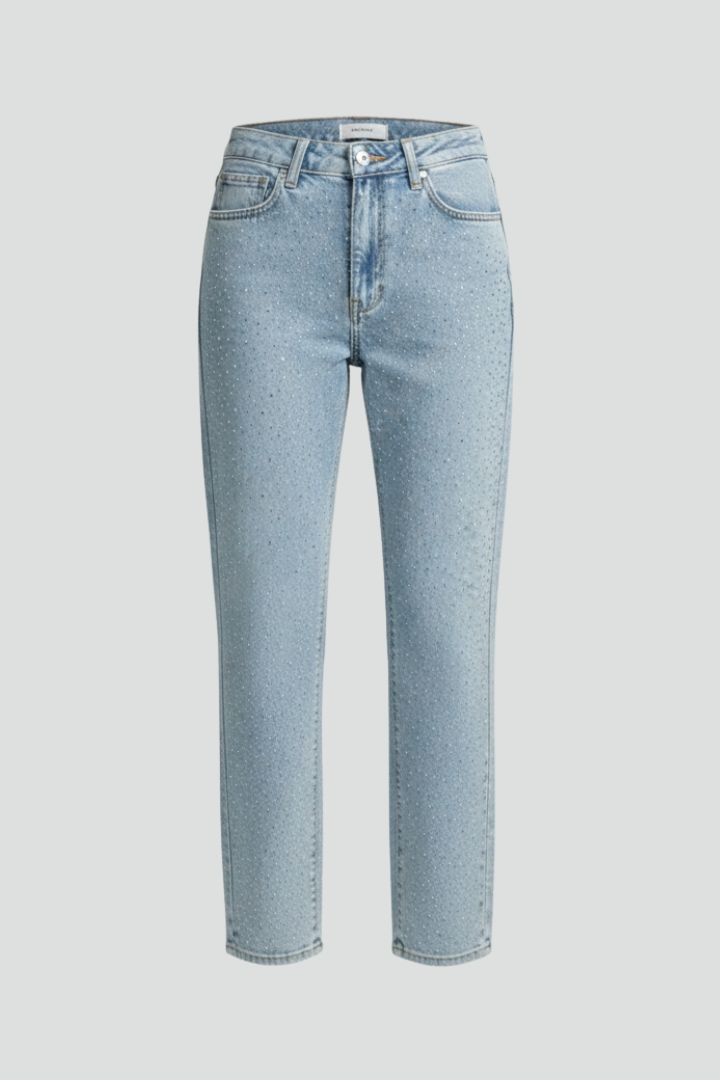 Jeans Donna Vita Alta Effetto Lurex Gamba Dritta - Brentozzi