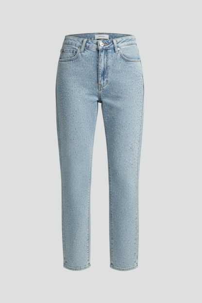 Jeans Donna Vita Alta Effetto Lurex Gamba Dritta - Brentozzi