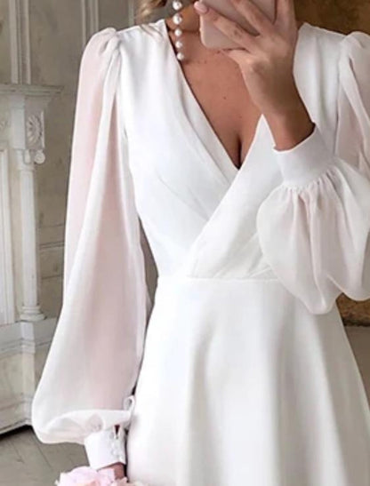 Abito da Sposa Donna Manica Lunga Scollo a V