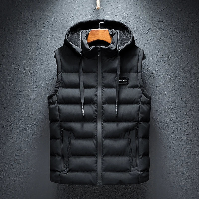 Gilet Uomo Senza Maniche con Cappuccio