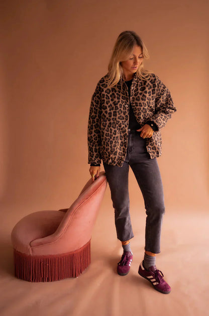 Giacca Bomber Donna Invernale Stampa Animalier Regular