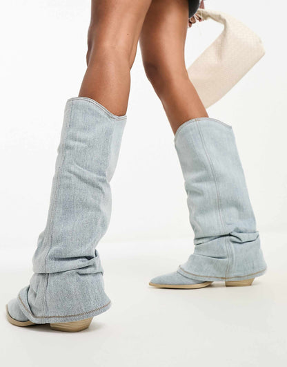 Stivali Donna Denim Casual Stile Streetwear