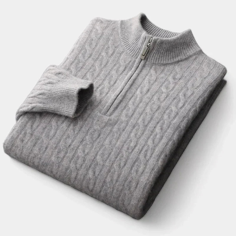 Maglione Uomo Mezza Cerniera Maglia Strutturata