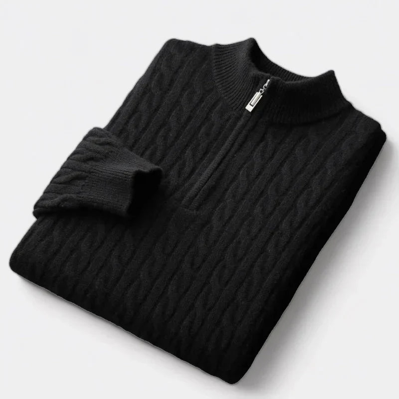 Maglione Uomo Mezza Cerniera Maglia Strutturata